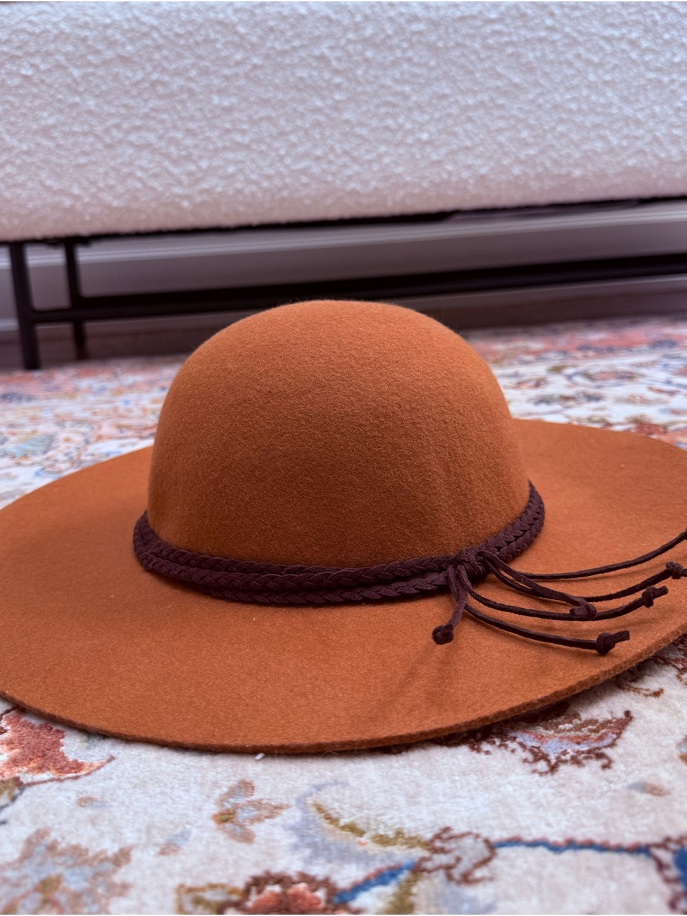 NWOT Lucky Brand 100% Wool Wide Brim Floppy Hat – Rust/Cognac